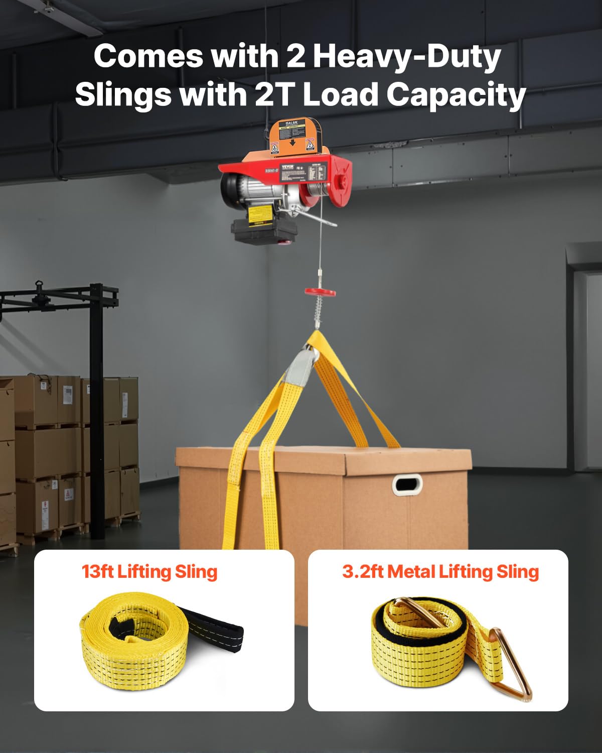 VEVOR Electric Hoist with Wireless Remote Control, 110v 440lbs Electric Hoist with Remote Control, 40ft/20ft Lifting Height Motor, for Garage Warehouse Factory