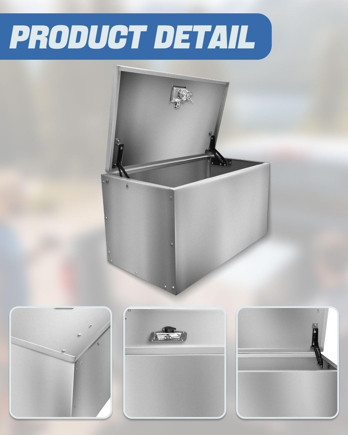 Truck cargo boxes, pickup storage boxes, stainless steel toolboxes with locks and keys, waterproof trailer storage boxes with T-handle latches, suitable for trucks, vans, trailers (29.9x18x18) inches