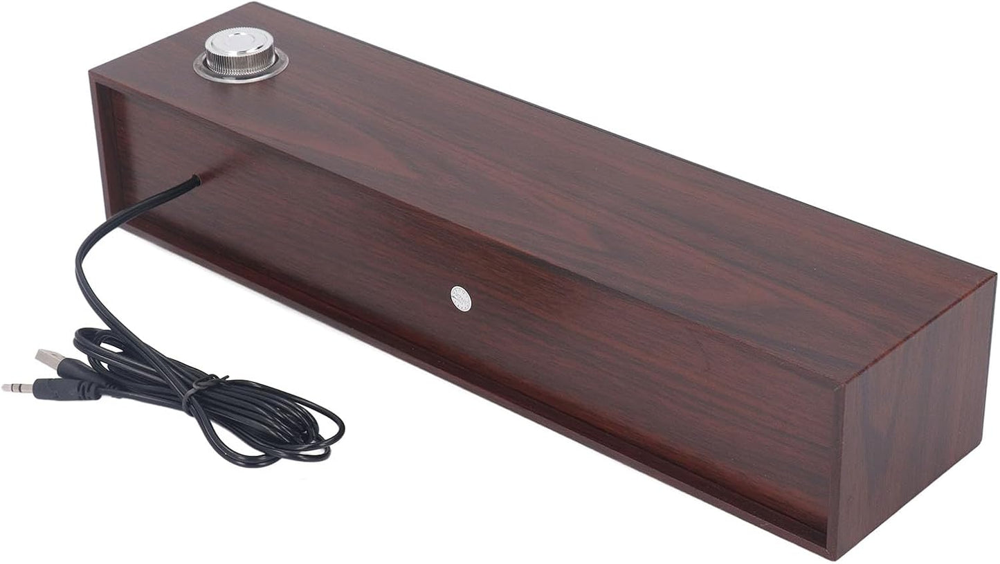 Diyeeni 3.5mm 1.2m Wooden Computer Speaker, USB Powered PC Speakers, HiFi Stereo Sound Computer Sound Bar for Desktop