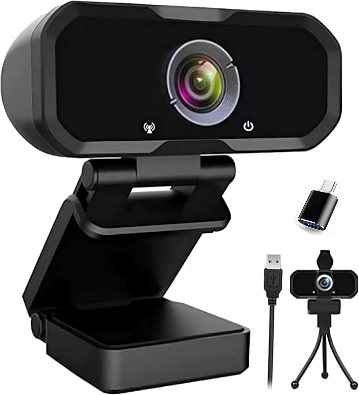 Svcouok 1080P 2/ USB-C Webcam Compatible with Switch PC - Streaming Camera for Zoom/Teams/Skype, Plug&Play