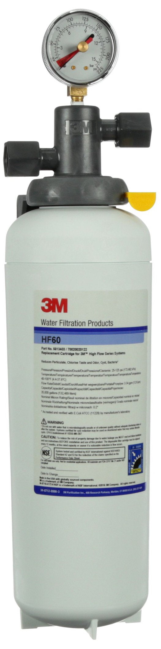 3M Water Filtration Products Filter System, Model BEV160, 35000 Gallon Capacity, 3.34 gpm Flow Rate, 0.2 Micron