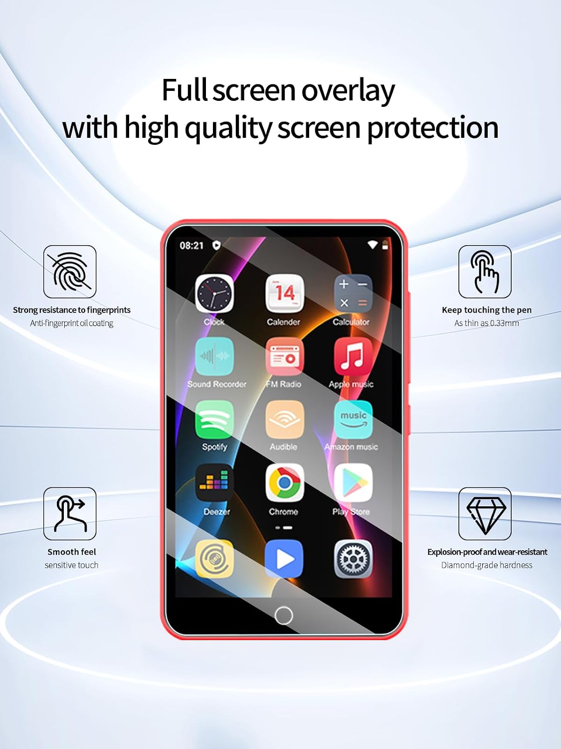 UYRUREL 4 inch MP3 3 Pack Screen Protector for ZAQE Touchscreen Player, High-definition Scratch Resistant Film,HD Clear