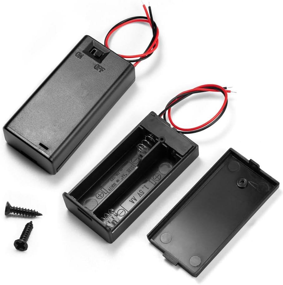 LampVPath (Pack 2 2 2X 1.5V of AA Battery Holder with Switch, AA Battery Holder Case with Wire Leads and ON/Off Switch