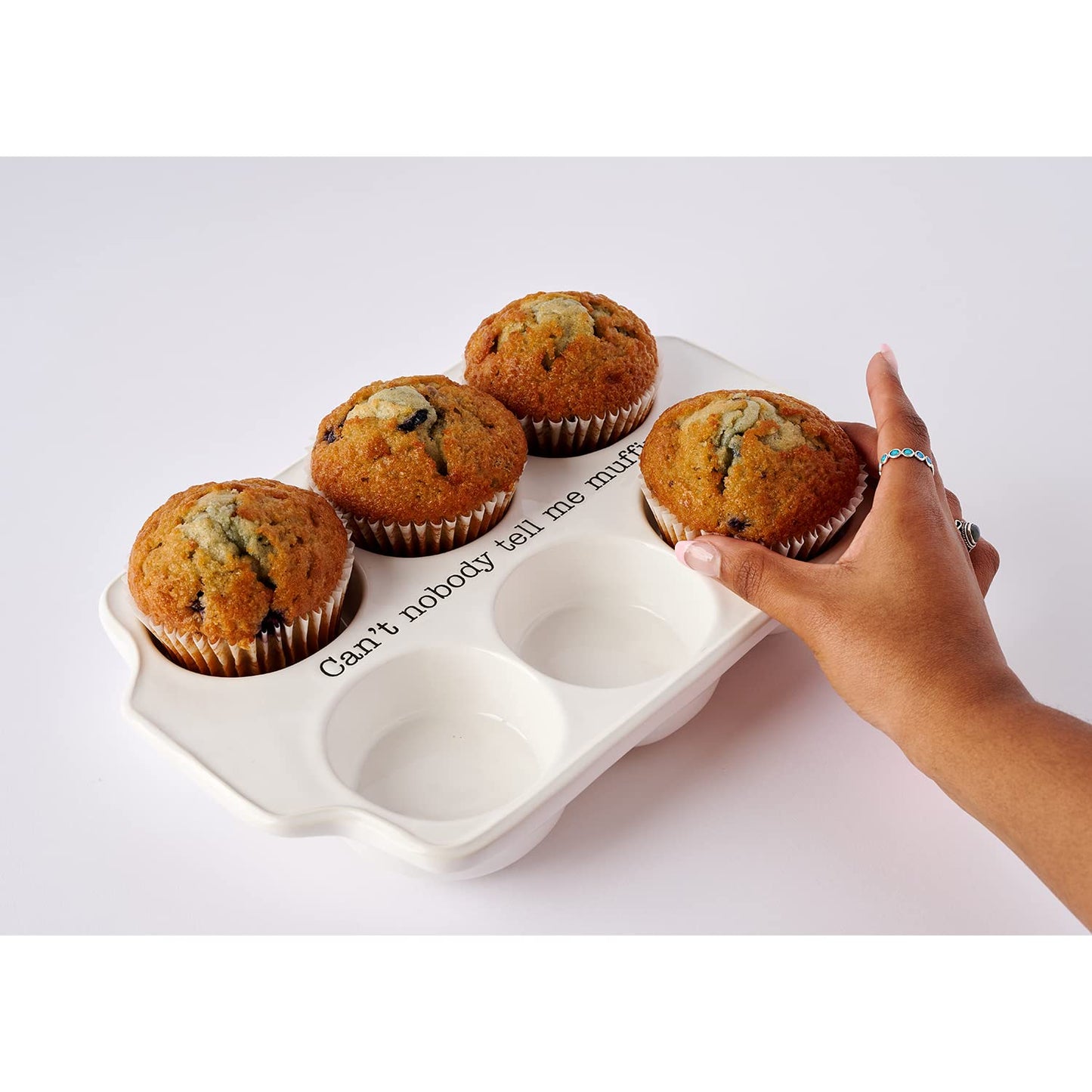 MUD PIE Circa Muffin Tray and Spatula Set, White, 12" x 8"