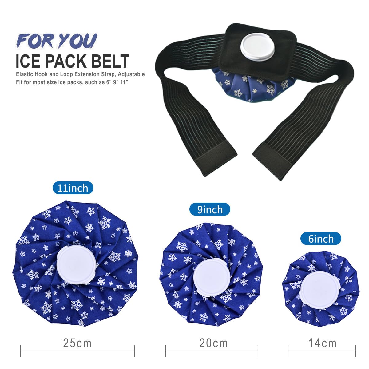 ASEKACK Ice Pack Strap, Extended Version Adjustable Support Wrap, Ice Pack Wrap Band, Ice Bag Strap, Multipurpose Elastic Hook and Loop Extension Strap, 42 inches