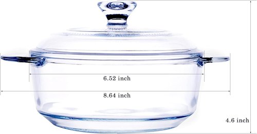 Clear Round Glass Casserole - 1-Quart Baking Dish with Lid | Oven, Freezer & Dishwasher Safe