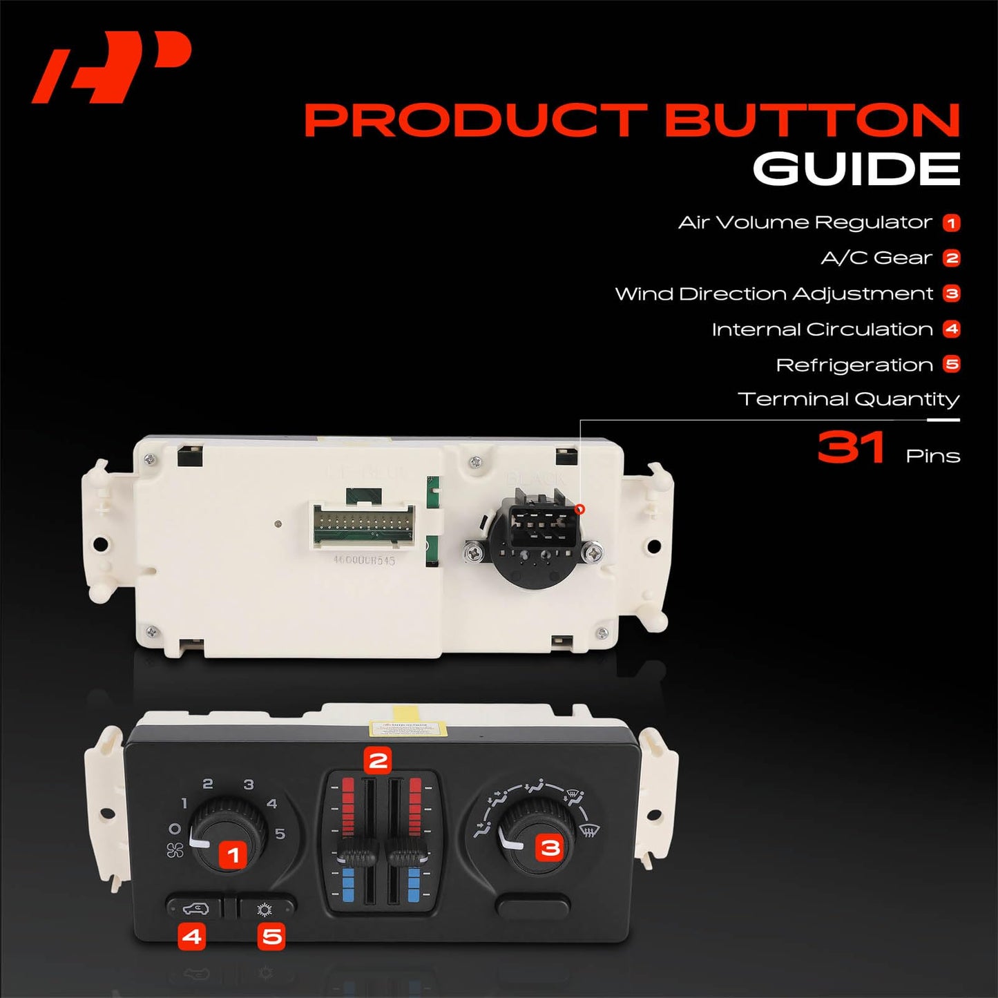 A-Premium Manual Climate Control Module A/C& Heater Control Panel Compatible with Chevrolet, GMC & Cadillac - 2003-2006 Silverado, Sierra, Avalanche, Tahoe, Yukon, Suburban - w/o Rear Window Defogger