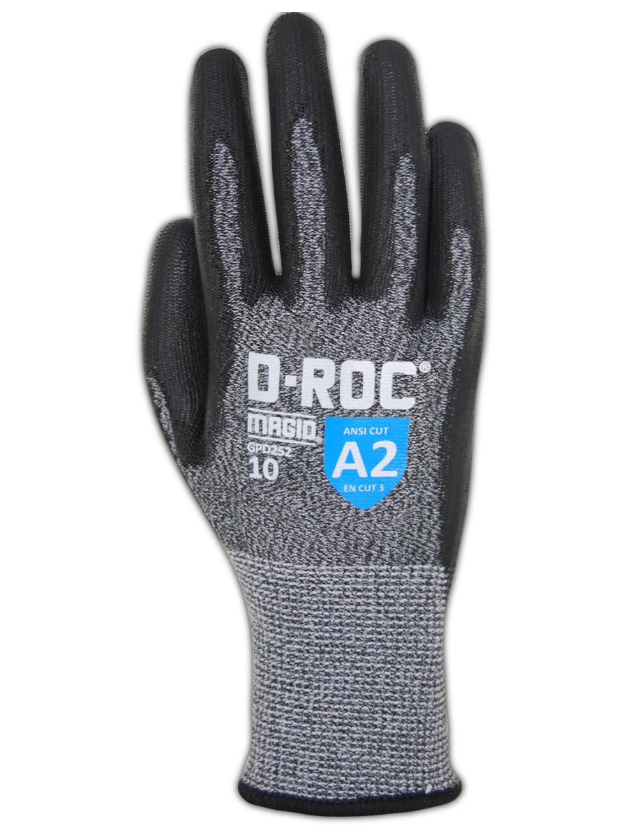 Magid GPD252 A2 Cut Gloves, Polyurethane Palm, 144 Pairs, Size 8/Medium