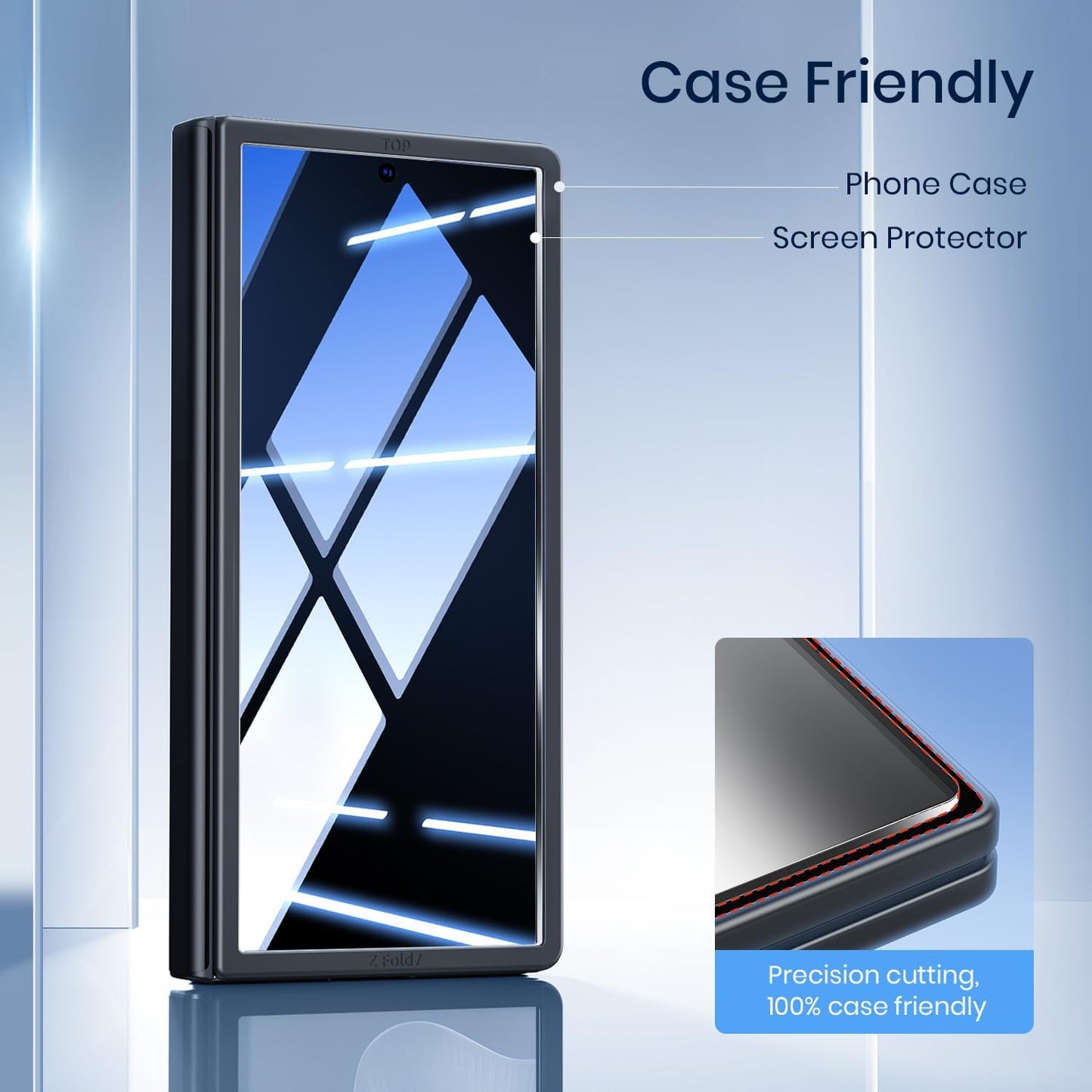 4 Pack 7 [24 9H+ 12X WSKEN Front Privacy Screen Protector for Samsung Galaxy Z Fold - Anti Spy] [Auto Dust Remove]
