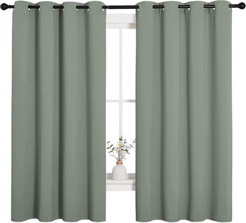 NICETOWN Blackout Curtain Panels - Thermal Insulated Draperies in Greyish Green | 55 x 68 Inches, 1 Pair