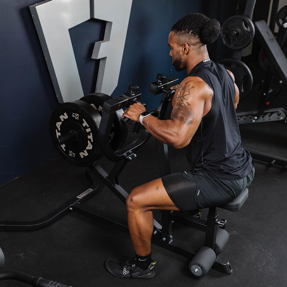 Titan Fitness Plate Loaded Seated Row Machine, Rated 270 LB, Adjustable Chest Supported Row Machine with Olympic Weight Posts, for Back, Arms, Shoulders