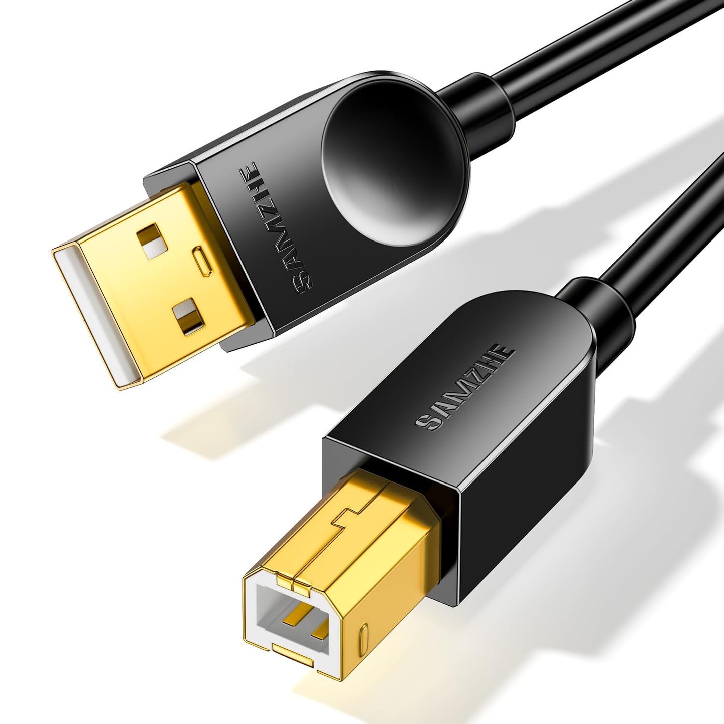 5FT 2.0 SAMZHE USB A to B Printer Cable, High Speed Printer Cord for HP Canon Epson Dell Samsung Brother Lexmark Xerox
