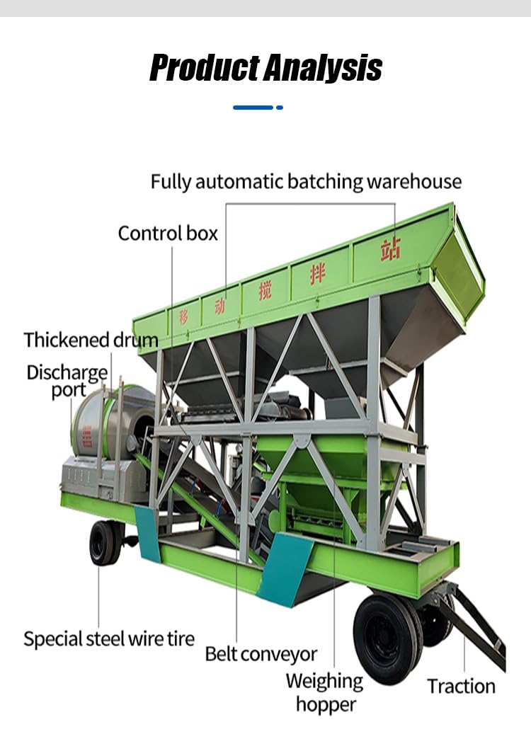 Industrial Concrete Batching Plant, Steel Construction, Electric Powered, Dual-Shaft Mixer, Customizable Color, with Concrete Pump, for Bridges and Highways