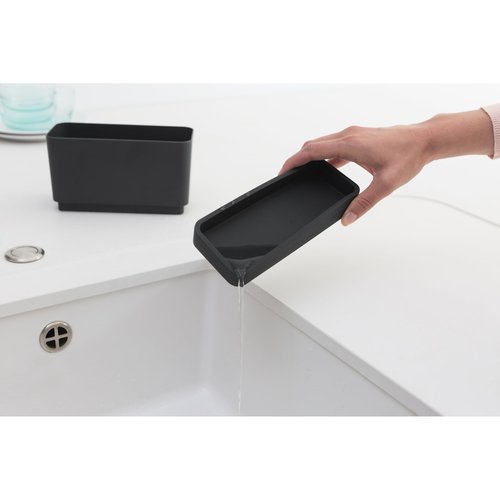 Brabantia Sink Organiser (Dark Gray) Non-Slip, Non-Scratch Kitchen Countertop Storage Caddy for Dish Brush, Soap, Cloths