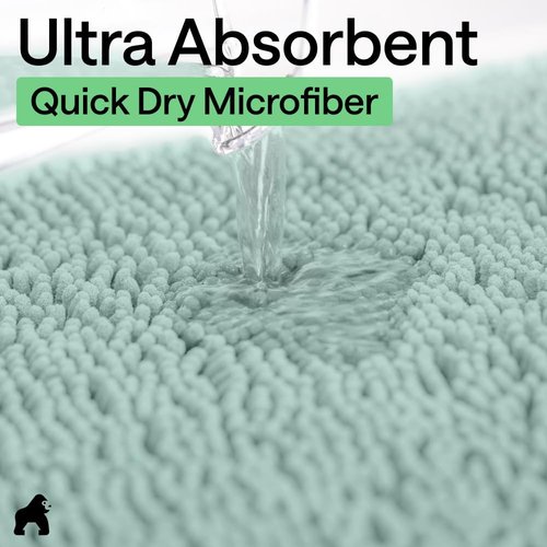 GORILLA GRIP Bath Rug Mat - Soft Absorbent Chenille | Quick Dry Microfiber | 30x20 Seablue