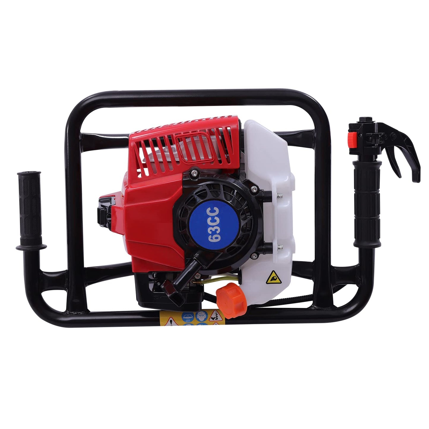 63CC 2-Stroke Post Hole Digger, 3HP Gas Powered Post Hole Diggers Gasoline Trench Digger Single-Cylinder Air-Cooled Gas Post Hole Digger w/ 12in Single Leaf Drill Pipe for Farmland Garden Planting