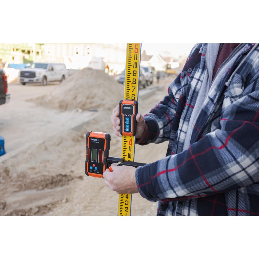 Johnson Level & Tool JLR300-UNV-RG Universal Green & Red Rotary Laser Detector, Dual Sided Detector, LED Backlit Display