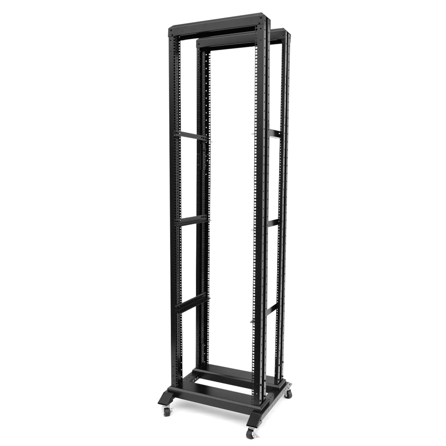 42U Server Rack/4-Post 19in Network Rack/Open Frame Rack with Wheels, Heavy-Duty Frame Cabinet/Adjustable Depth 15.75-13.75in GLOBALRACK，(4POST-600-42U)