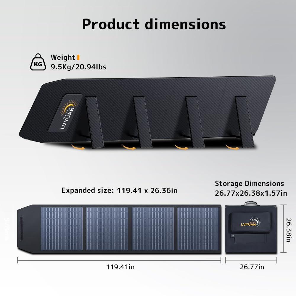 LVYUAN 300W Portable Solar Panel Foldable Solar Panel, Solar Cells 22.6% High Efficiency for Outdoor Adventures Power Station and Camping