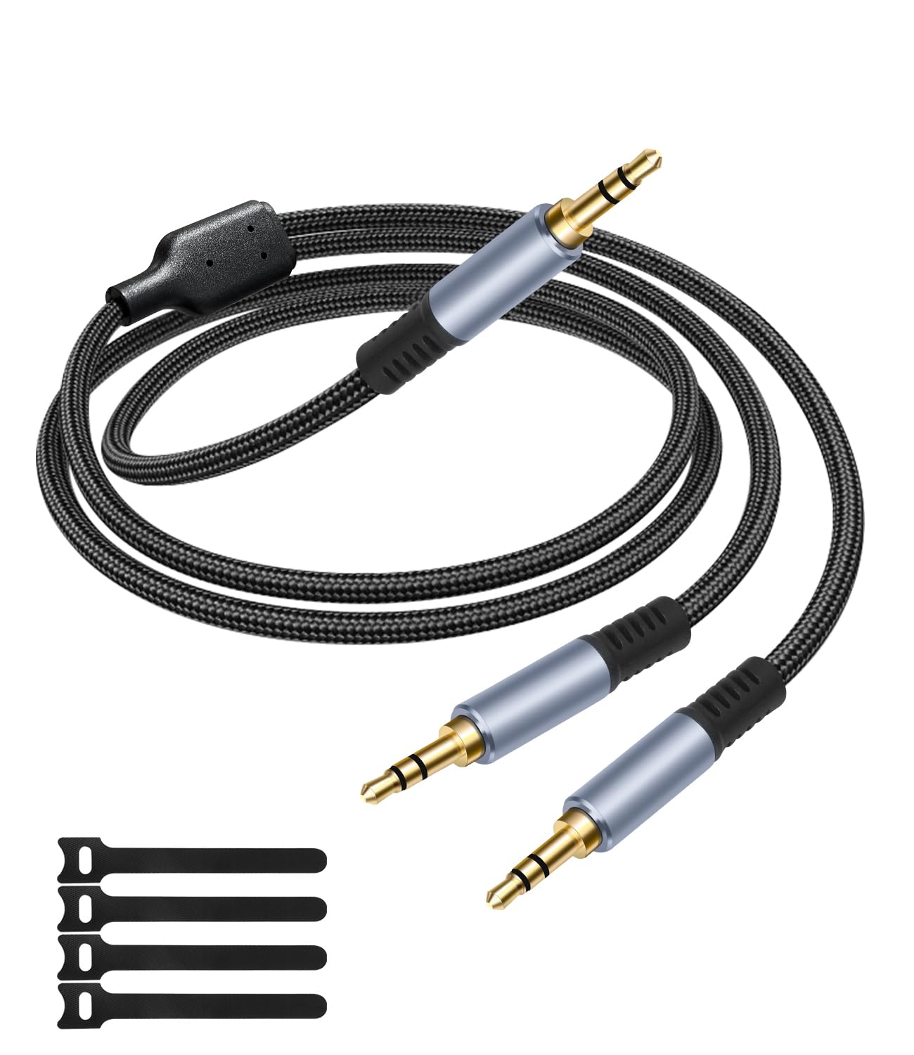 Menewstart 1/8" 3.3FT, 3.5mm Sets TRS Stereo Splitter Cable Black, Male to Dual Male, Y-Splitter Stereo Audio Cable
