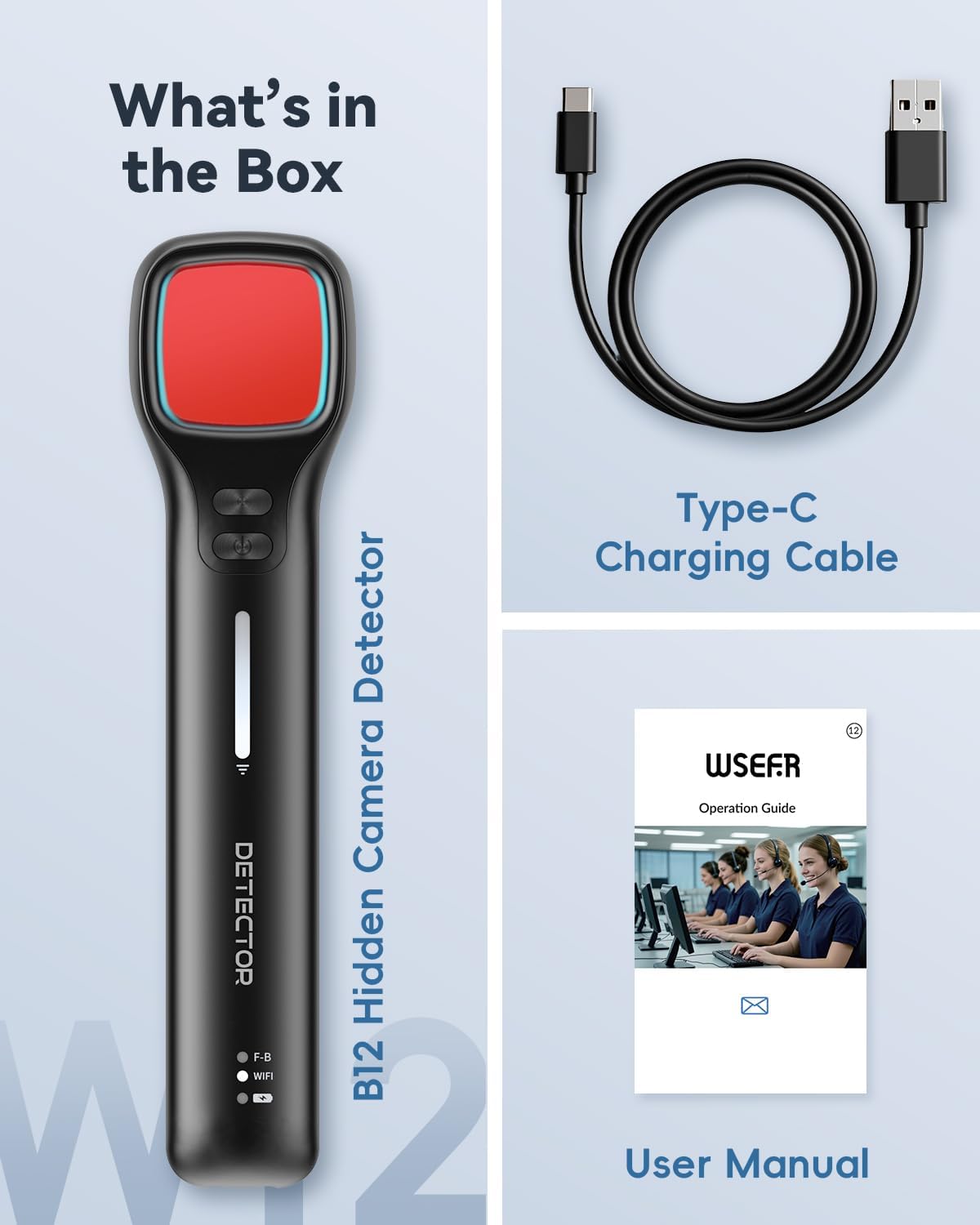 WSEF.R 7 4 Hidden Camera Detectors with Viewfinder Bug Detector & Spy Camera Finder, Perfect for Hotels, Car, Travel