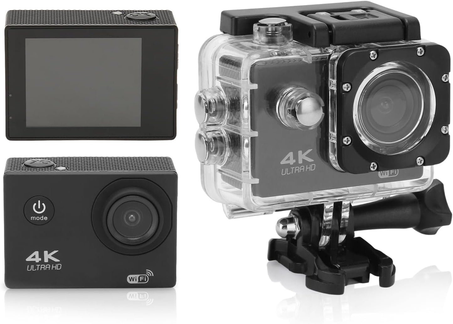 Sanpyl 4K 30FPS 16MP 30M 2.0 Inch 170 Swimming Action Camera, Ultra HD Underwater Sports Camera with Screen, Degree