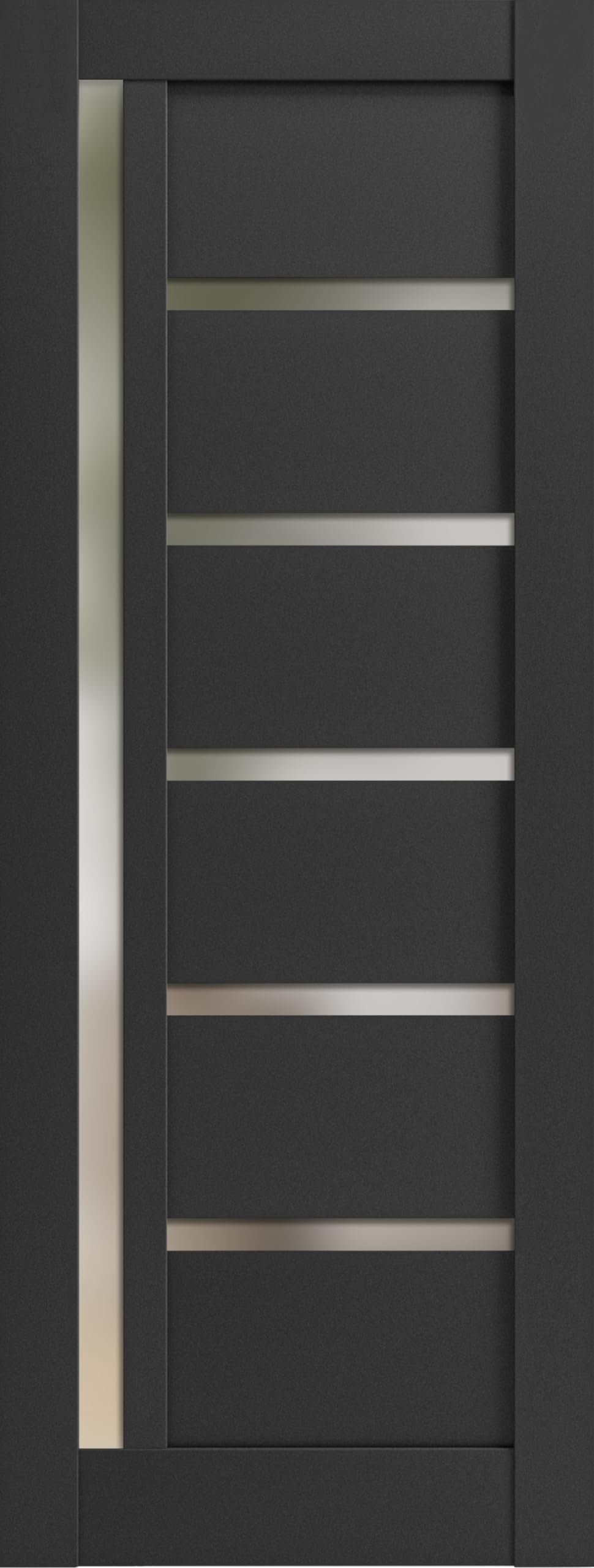 SARTODOORS Slab Barn Door Panel 24 x 96 inches | Quadro 4088 Matte Black with Frosted Glass | Sturdy Finished Doors | Pocket Closet Sliding