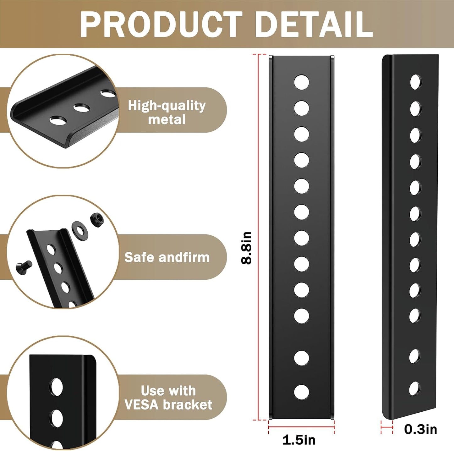 woiron 2 Vertical VESA Extender Plate Bracket Kit, TV Mount Extension Bracket Designed for Low VESA Pattern TVs