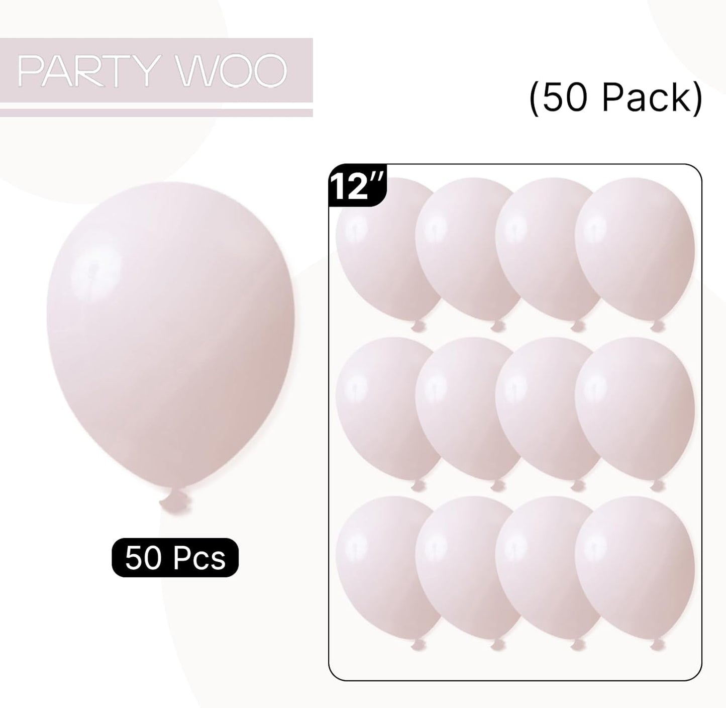 PartyWoo Beige Balloons - 50pcs 12 Inch Neutral Latex for Weddings, Graduations & Baby Showers