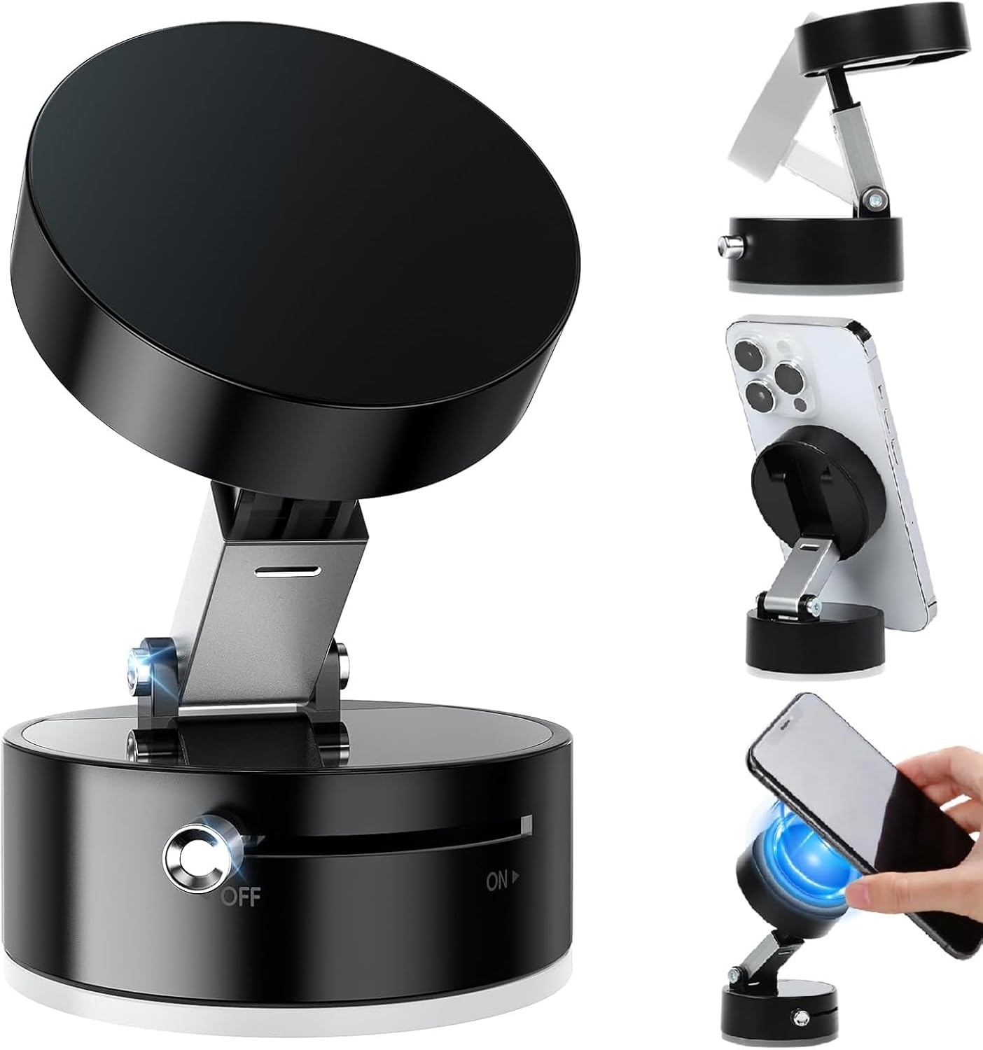 Belcompany 16/15/14/13/12 Vacuum Magnetic Suction Phone Holder, Car Suction Cup Phone Mount Stand, Foldable