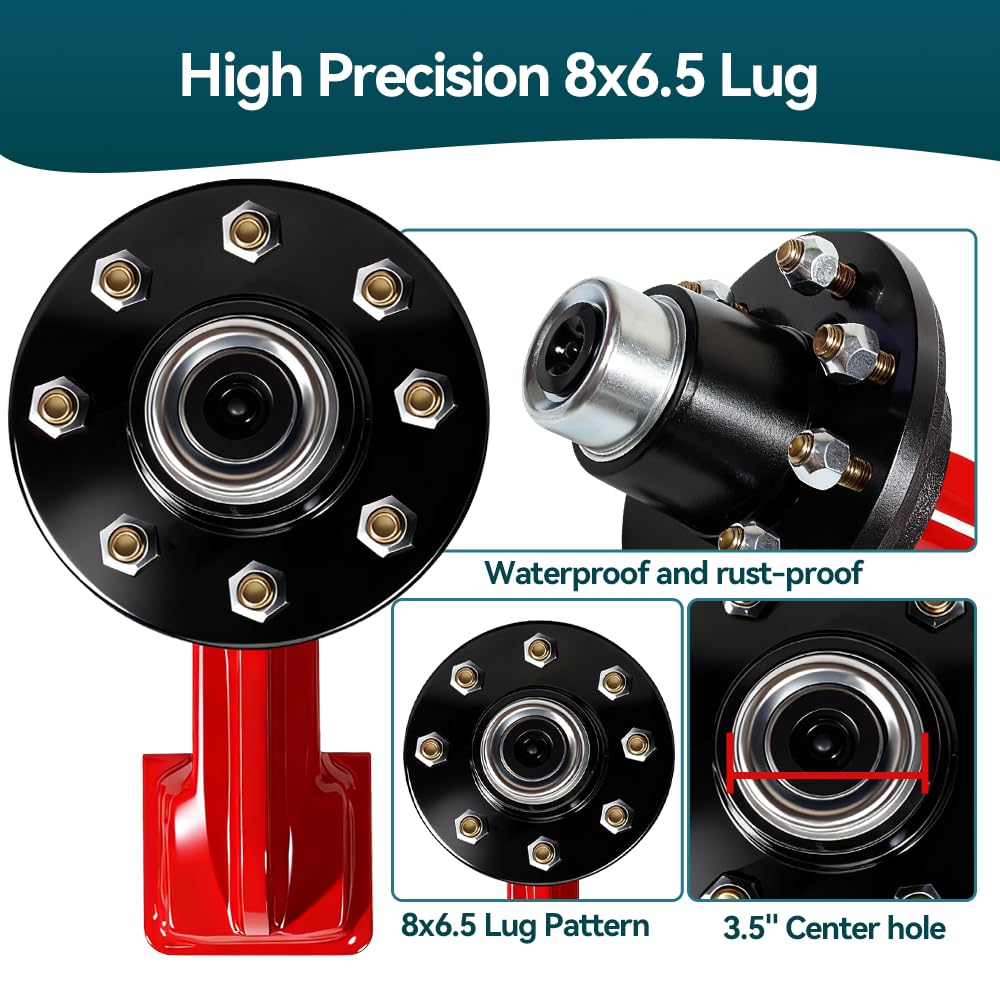 Upgrade 2 Pack Shipping Container Wheels 8-Lug Wheels Kit, Shipping Container Axle, Heavy Duty Shipping Container Accessory with Ratchet Tie Downs for Moving 20ft - 40ft Container