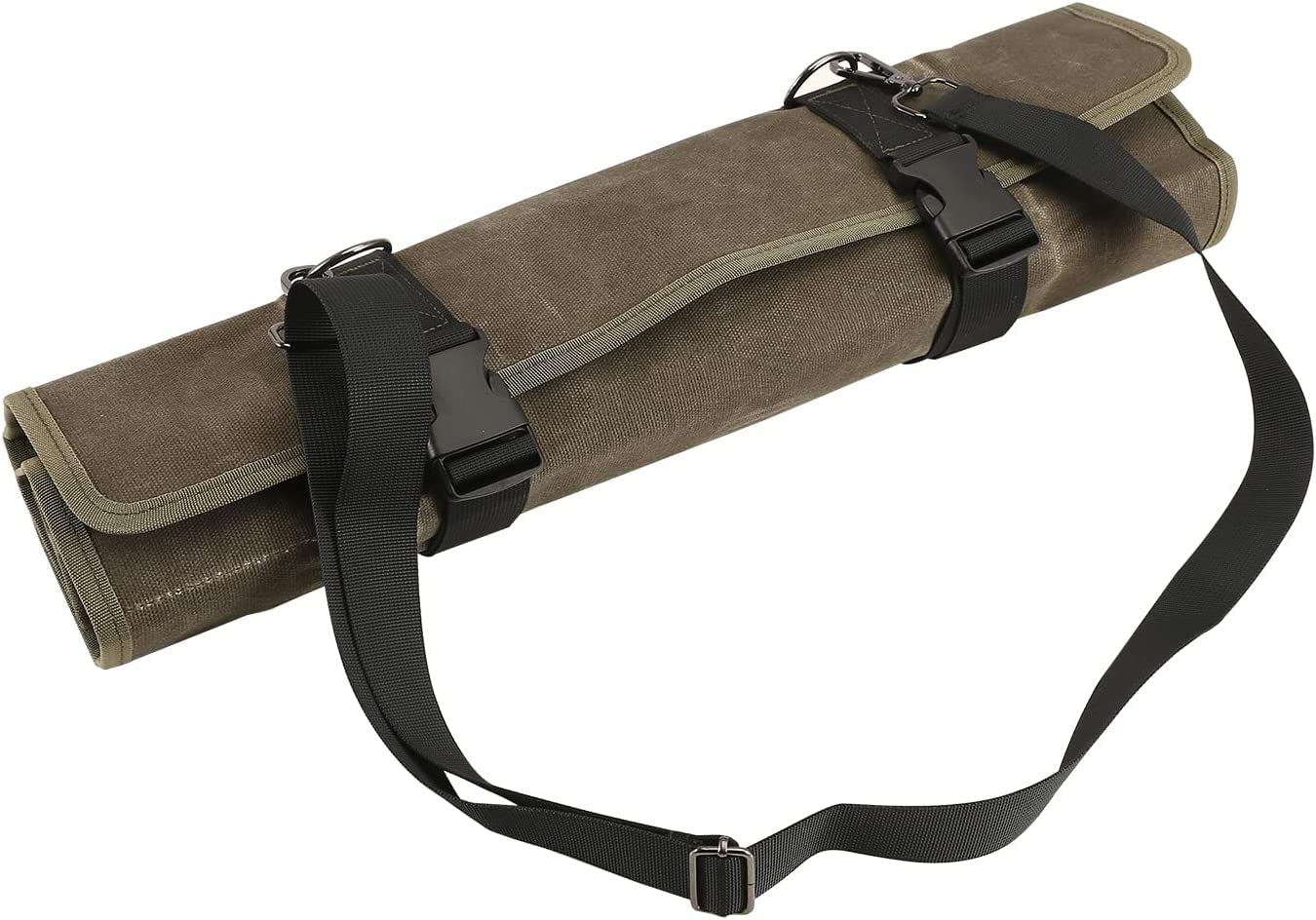 Chef’s Knife Roll Bag,Waxed Canvas Knife Cultery Carrier,Portable Chef Knife Cases,Knife Pouch Holders With 10 Slots Plus 1 Zipper Pockets Can Hold Home Kitchen Knife Tools Up To 18.8”