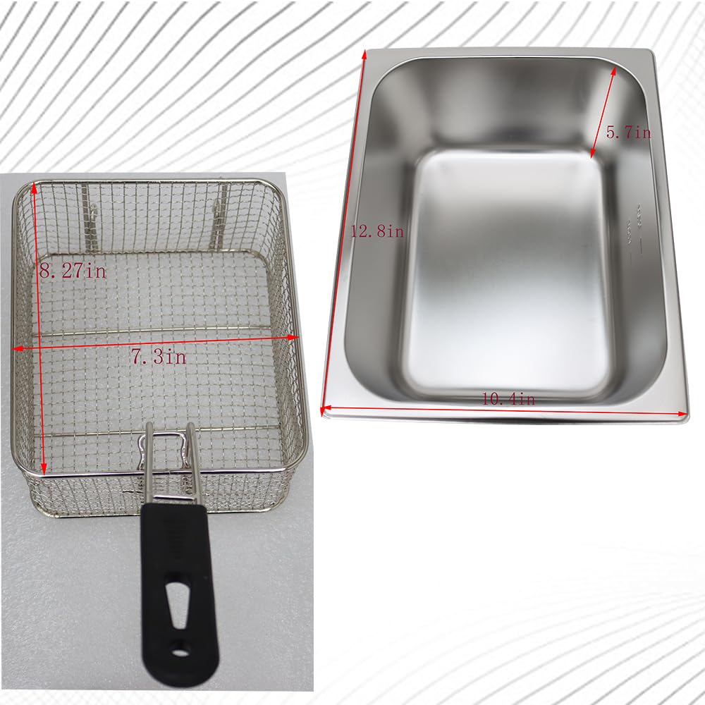 INTBUYING 6L Commercial Deep Fryer Single Tank LPG Gas Chips Stainless Steel Fryer with Fry Basket French Fries Fried Potato Chicken Frying Machine with Gas Regulator Valve