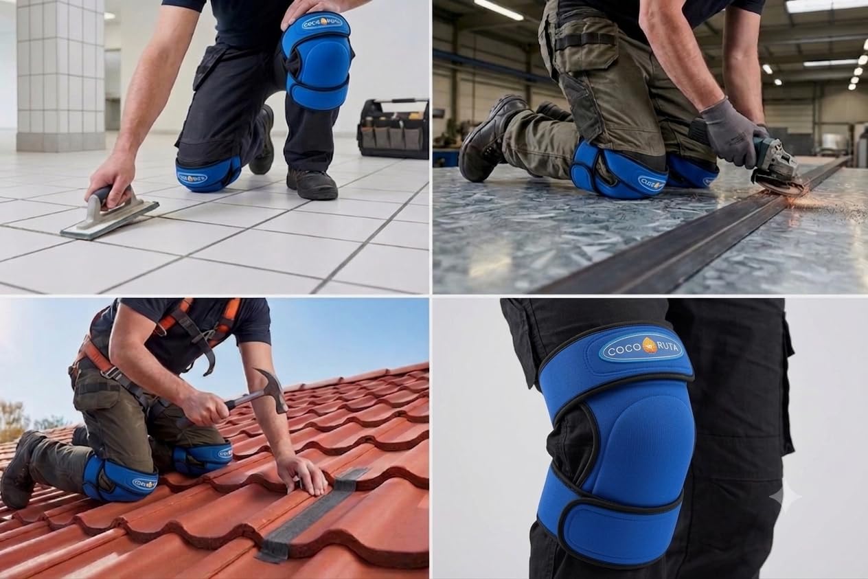Coco Ruta Soft Knee Pads for Work Men & Women, Professional Flooring Knee Pads Rodilleras de Trabajo for Gardening, Carpet Installation, Cleaning, Thick Cushion Non Slip Comfort Knee Protectors