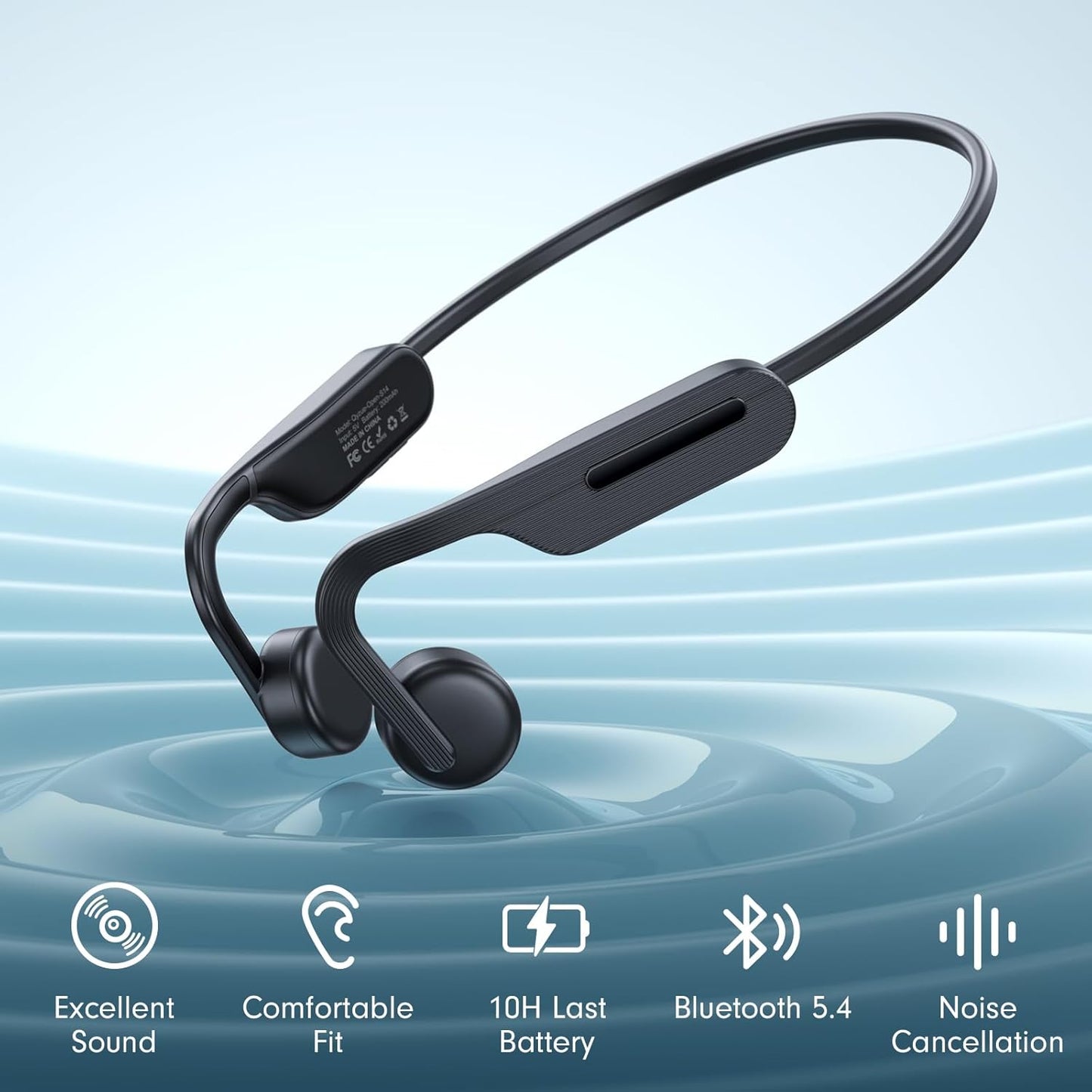 Qyzue 10H Bone Conduction Headphones, Open Ear Headphones, Superior Sound Wireless Bluetooth Running Headphones