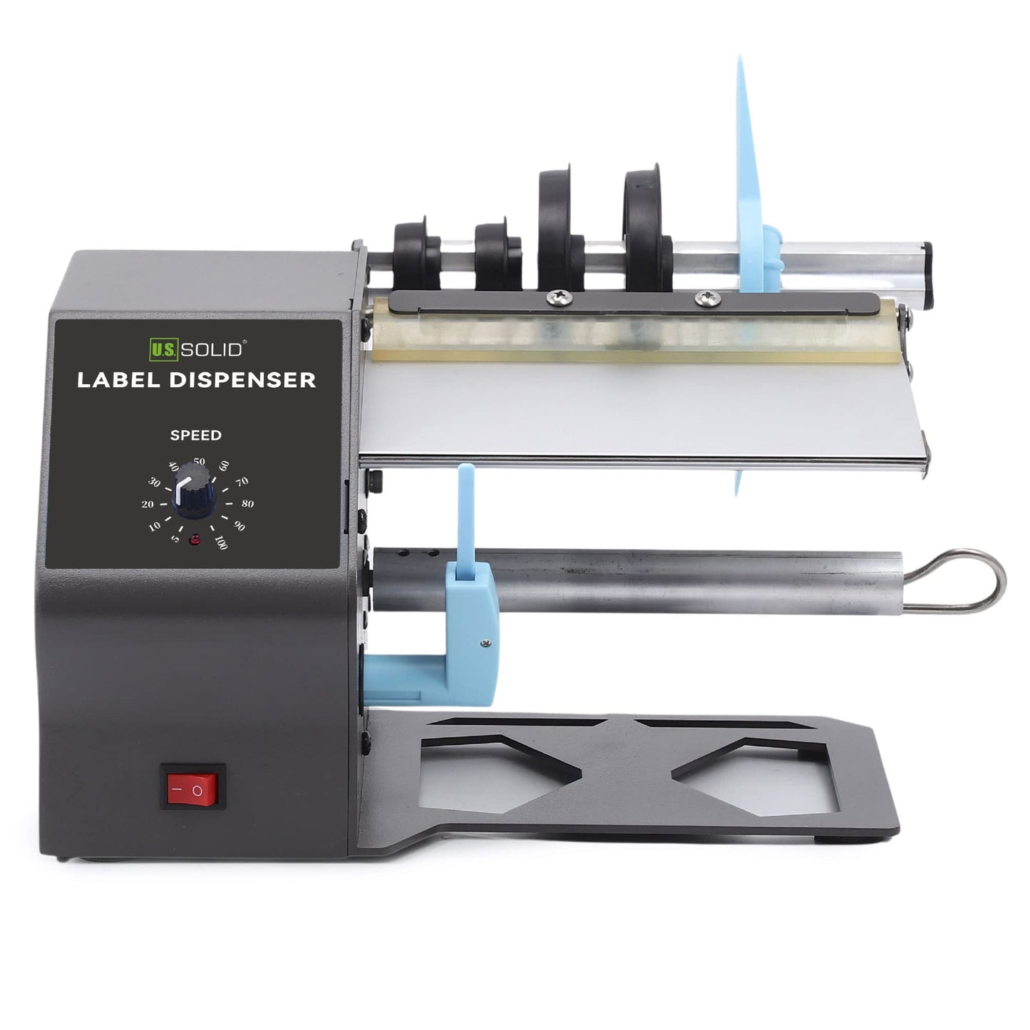 U.S. Solid Automatic Label Dispenser for Rolls and Fanfold Labels - Translucent and Opaque - Adjustable Speed - Core Sizes 1", 1.5", 3" - Width 0.2-7 in - Length 0.2 in-∞