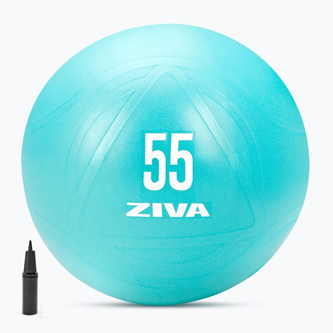 ZIVA Anti Burst Core Fitness Exercise Ball - Professional Grade Slip Resistant Yoga Ball for Stability Balance - Multiple Sizes, 55-75cm, 55 cm - Turquoise