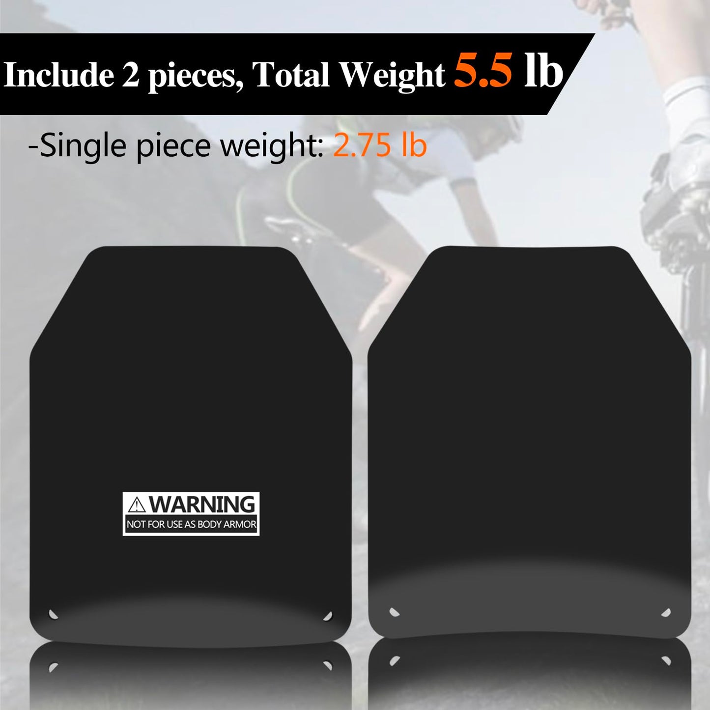 Weight Vest Plate Curved Weighted Plates for Weight Vest 5.5lb/11lb per Pairs for Running, Strength Training (Black:5.5LB(2.75LB*2))