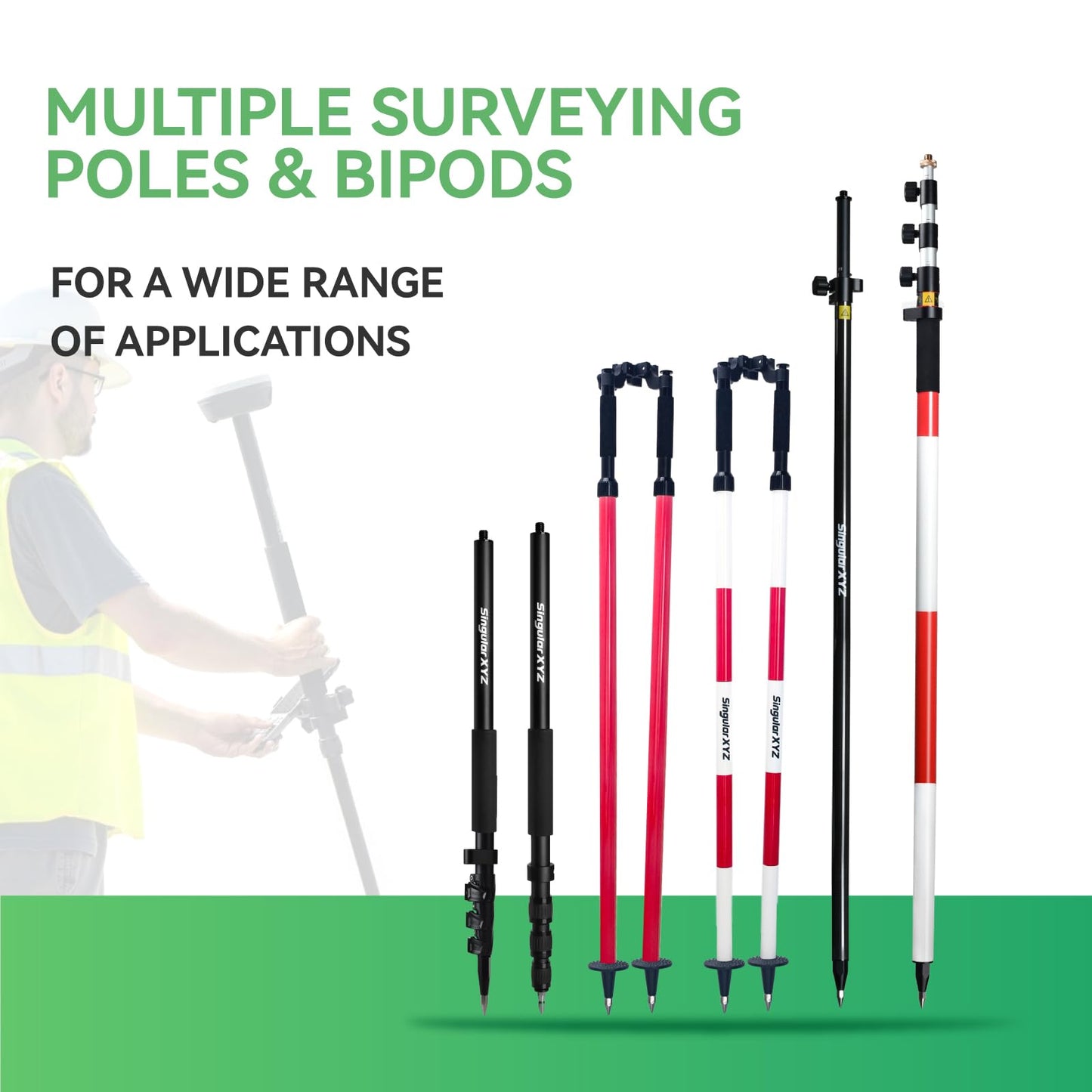 SingularXYZ Aluminum GPS Rover Rod Telescopic Survey Pole for Land Surveying & Engineering – RTK GPS/GNSS Accessory for Surveying and Measuring Poles(5.91ft/1.8m)