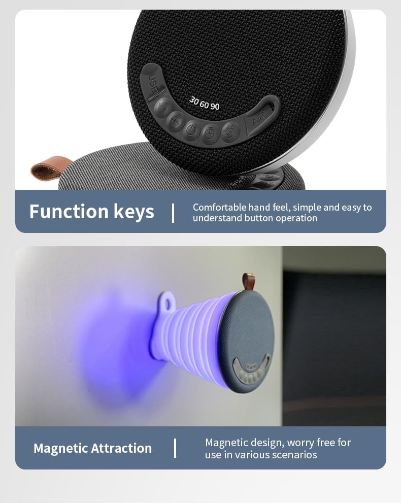 bocoice 1s Foldable Bluetooth Speaker with Sleep Night Light & Magnetic Suction - Collapsible Portable Mini Speaker
