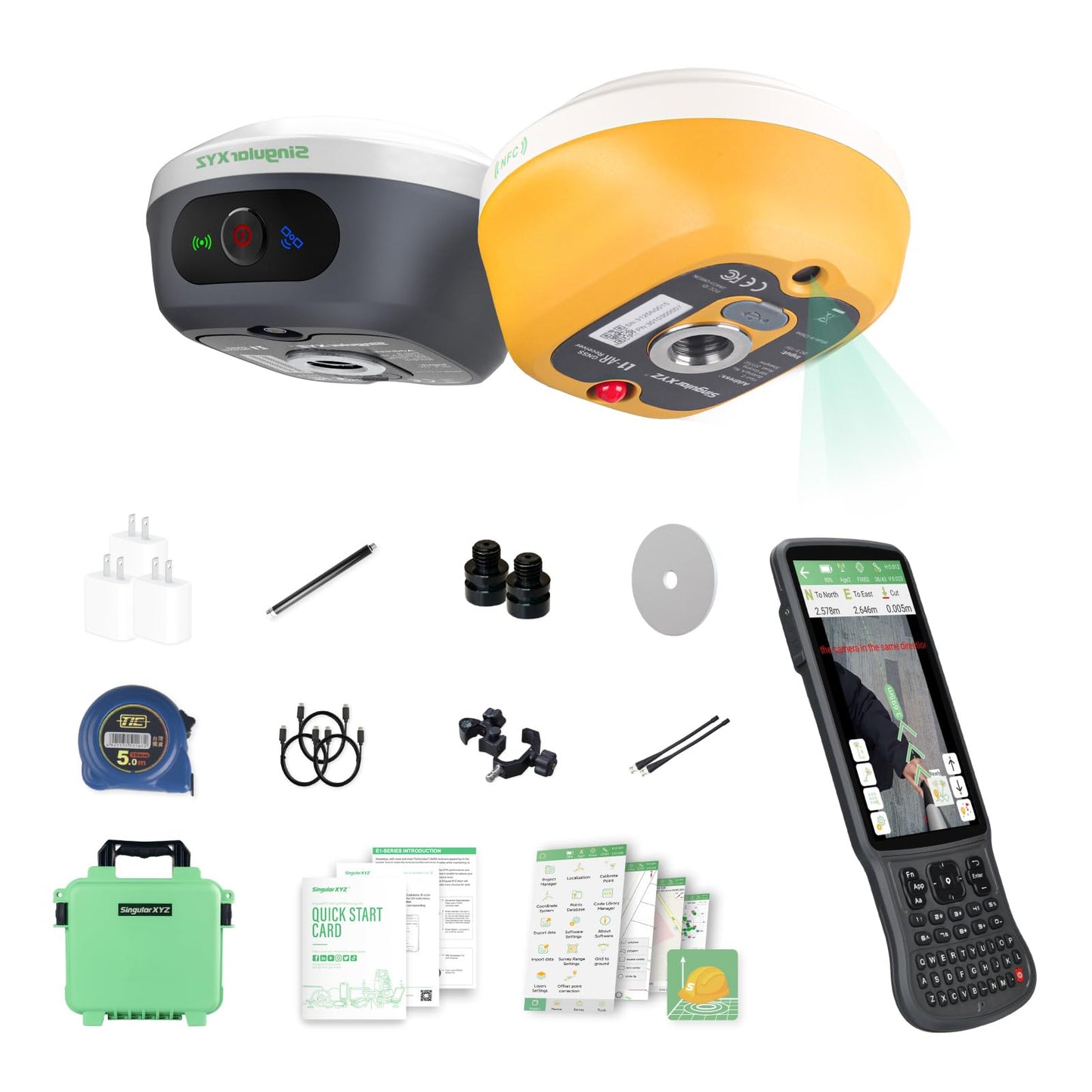 L1-AR GNSS RTK Base+Rover – RTK GPS Handheld Collector with Software & Visual Stakeout with Camera, Global Shutter with 2 MP, 2cm Accuracy, 120° Tilt Survey | Professional Support