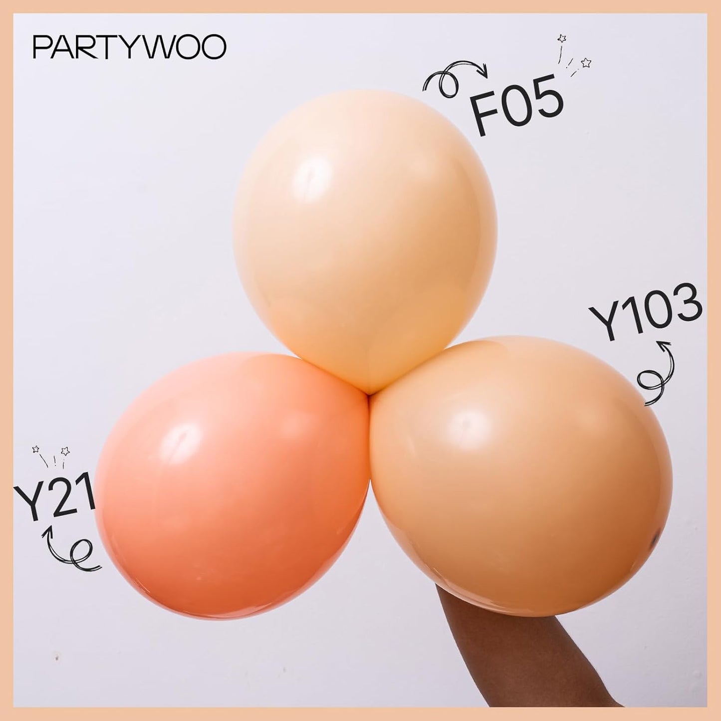 PartyWoo Nude Balloons - 100 Pcs Beige & Apricot Balloon Arch Kit | 5-36 Inch Sizes for Events