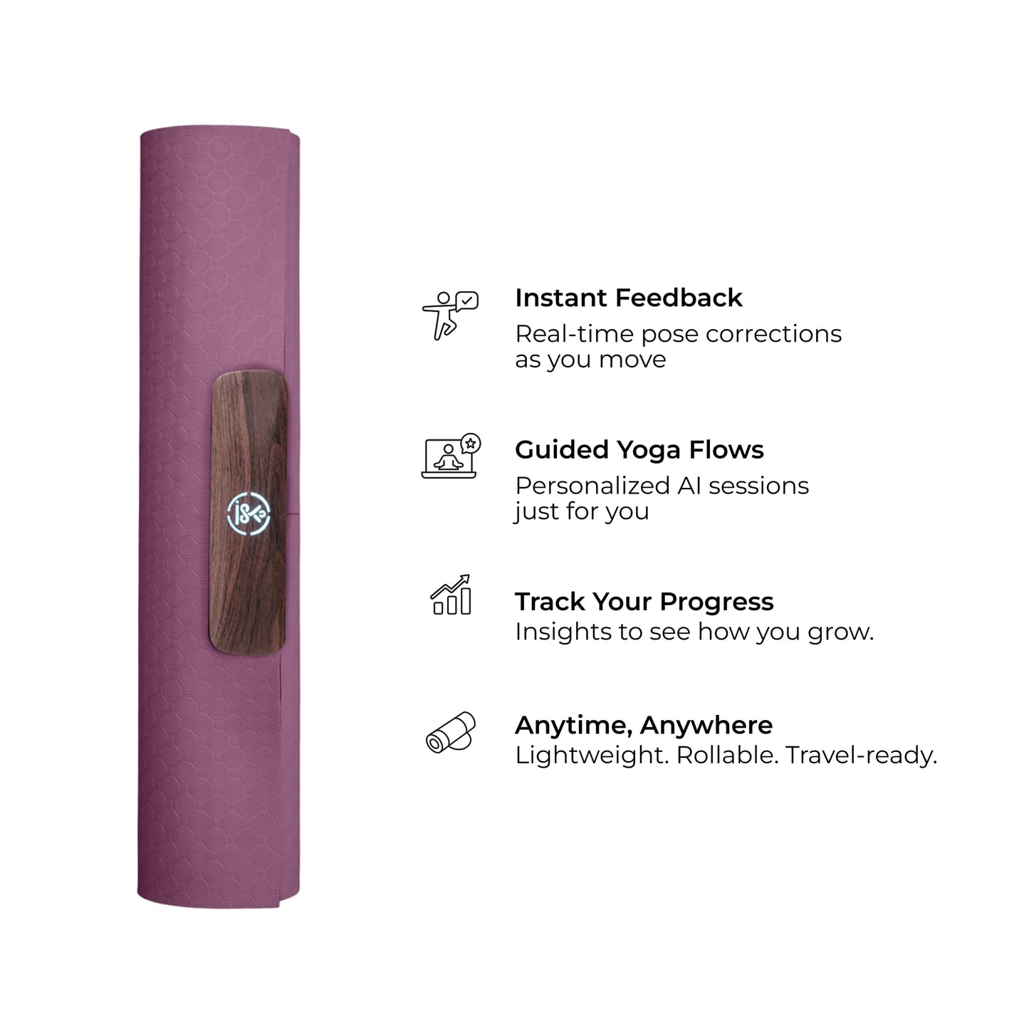 YogiFi Smart Mat Gen3 - Wine Red| AI Powered Yoga Mats For Home Workout | Lightweight Yoga Mats of 6mm | Real Time Tracking Exercise Mats For Men & Women