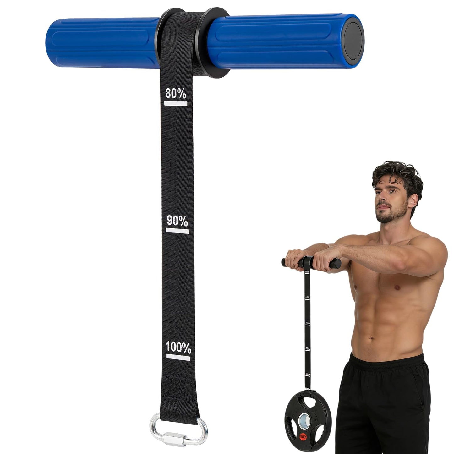 LIZAAL Forearm Strengthener & Wrist Roller，Forearm Exerciser with Thicker Silicone Handle, Forearm Trainer with Heavy-Duty Nylon Strap, Ideal for Muscle building,Grip Strength and Recovery Training - Blue