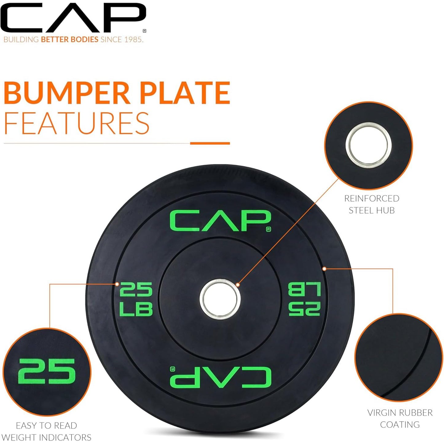 CAP 190 lb Economy Olympic Bumper Plate Set with Storage Rack, 2-Inch Olympic Plates, Medium Bounce Rubber Weight Plates with Steel Hub, 6 Weight Posts & 4 Barbell Holders for Weightlifting, Strength Training & Home Gym Workouts