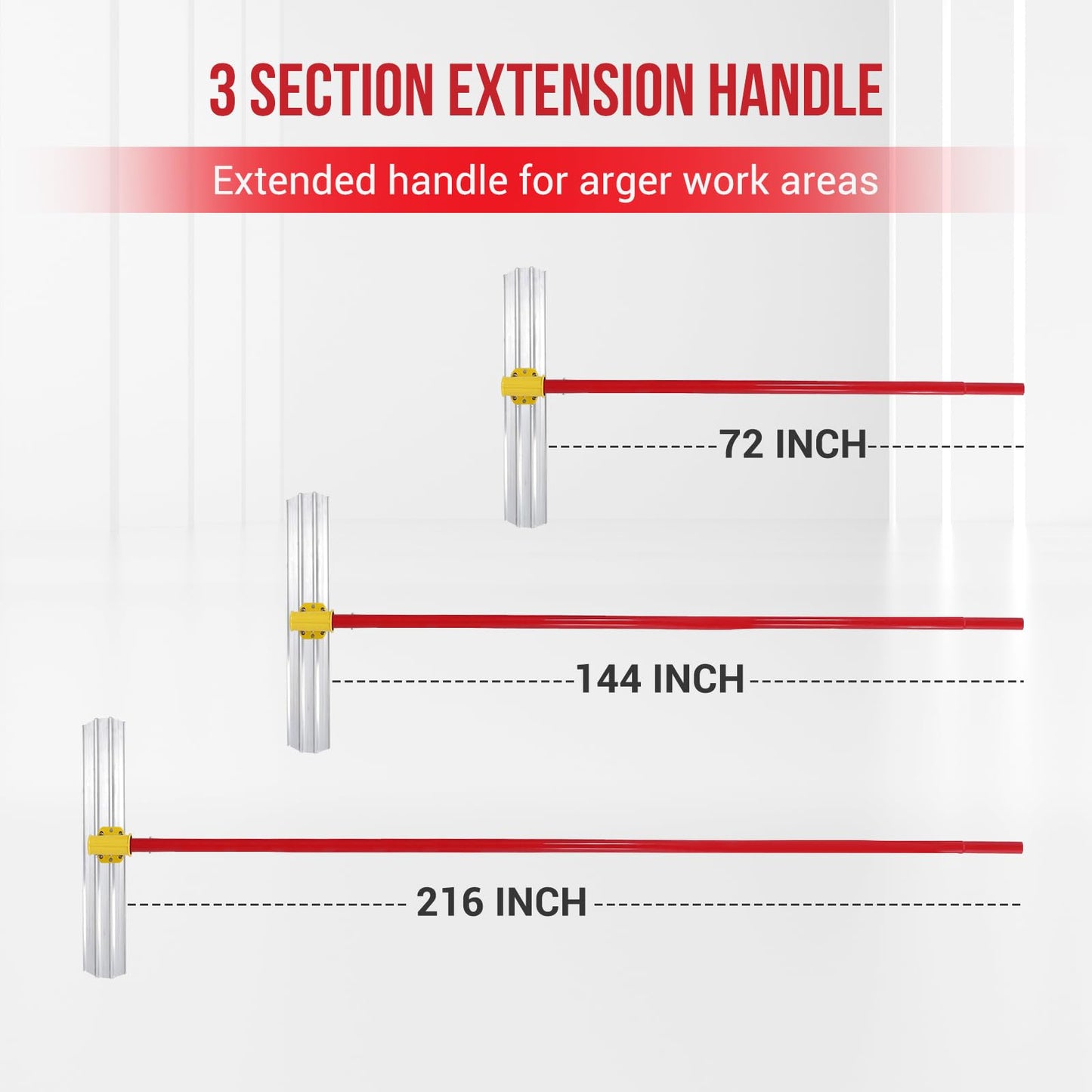 48x8" Concrete Float, Bull Float Magnesium Aluminum Alloy Float Tool Kit, 3×Concrete Float Handle, Adjustable Concrete Tools Finishing Surface Smoothing for Road and House Construction