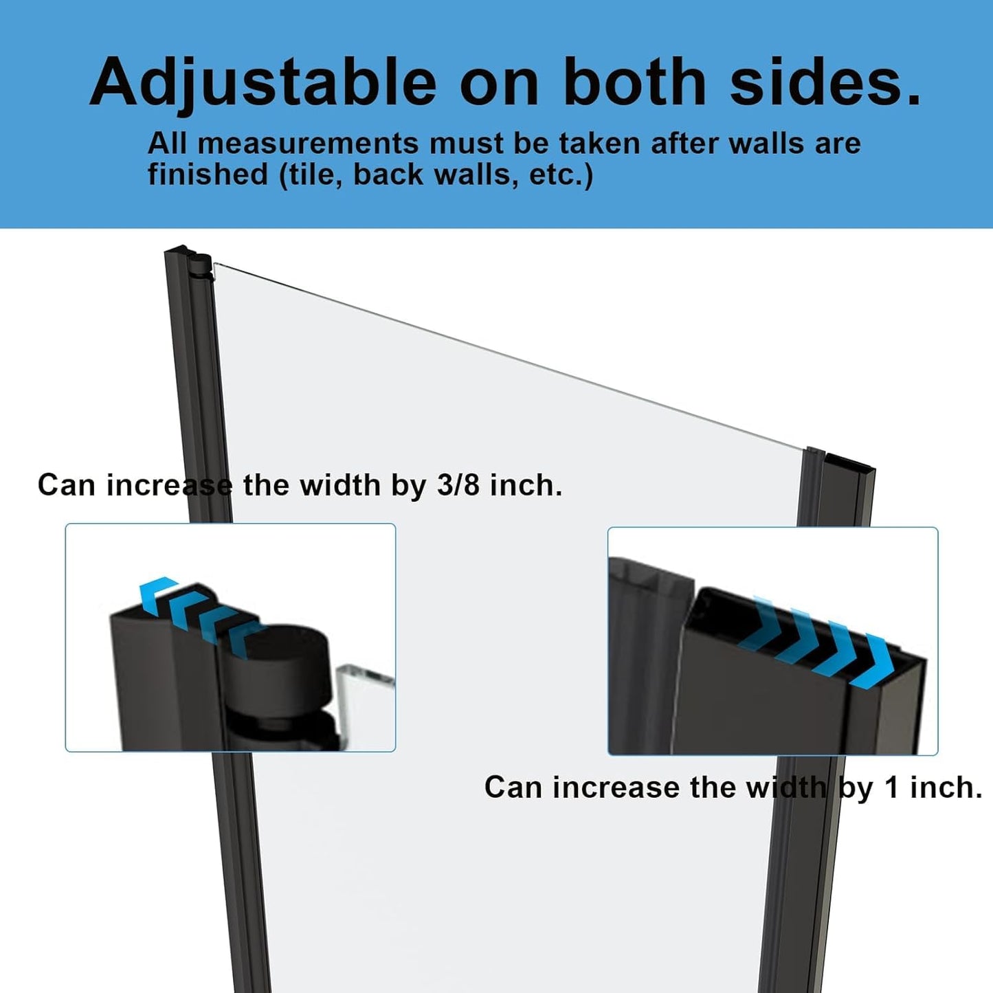 Royal Guard 24"-25.4" W x 72" H Frameless Pivot Shower Door,Swing Shower Glass Doors with 1/4"(6mm) Clear SGCC Tempered Glass,Reversible Installtion,Matte Black