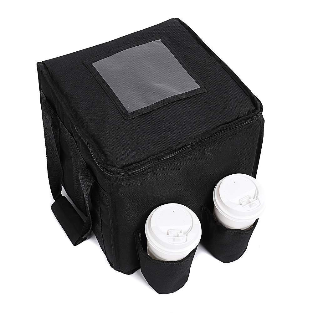OGEFOTED Large Insulated Food Delivery Bag with Cup Holders, Foldable Pizza Delivery Bags Heavy Duty Food Warmer Grocery Bag for Camping Catering Restaurants