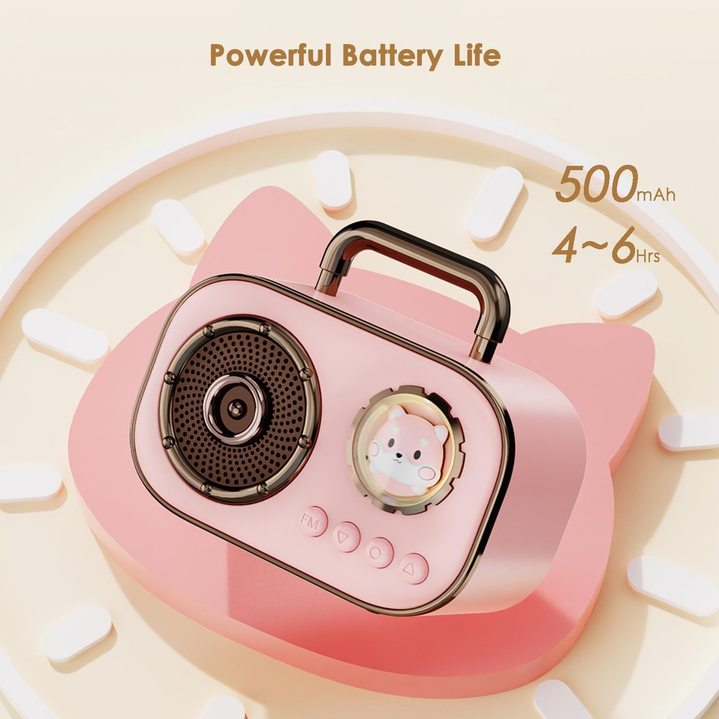 SpringFlora Sound,4H Wireless Bluetooth Speaker, Cute Mini Portable Speaker,Loud Playtime, Mic,TF/SD Card, Aux