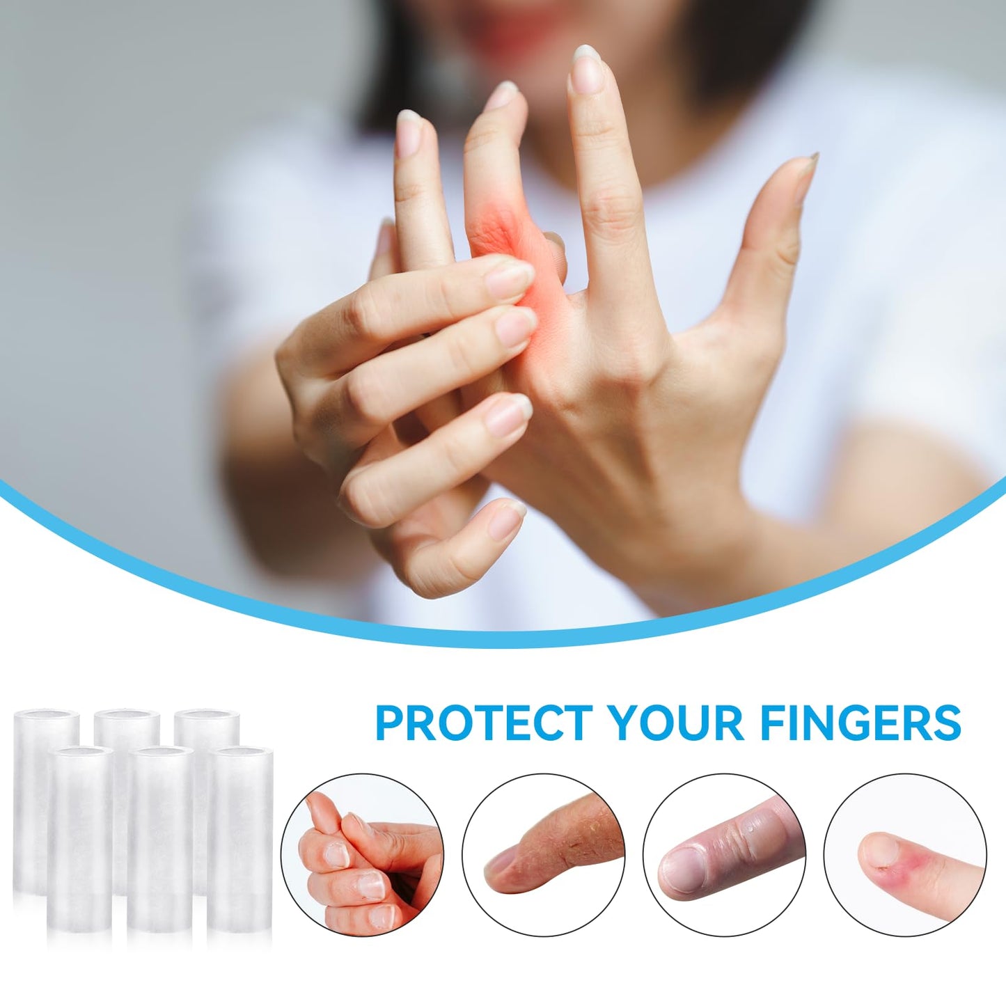 salbsever 20 Pcs Finger Sleeves Protectors Silicone Finger Sleeve Gel Finger Sleeve Protectors Finger Covers Cushions and Protects Rubber Finger Shields Provide Relief forCracked Finger